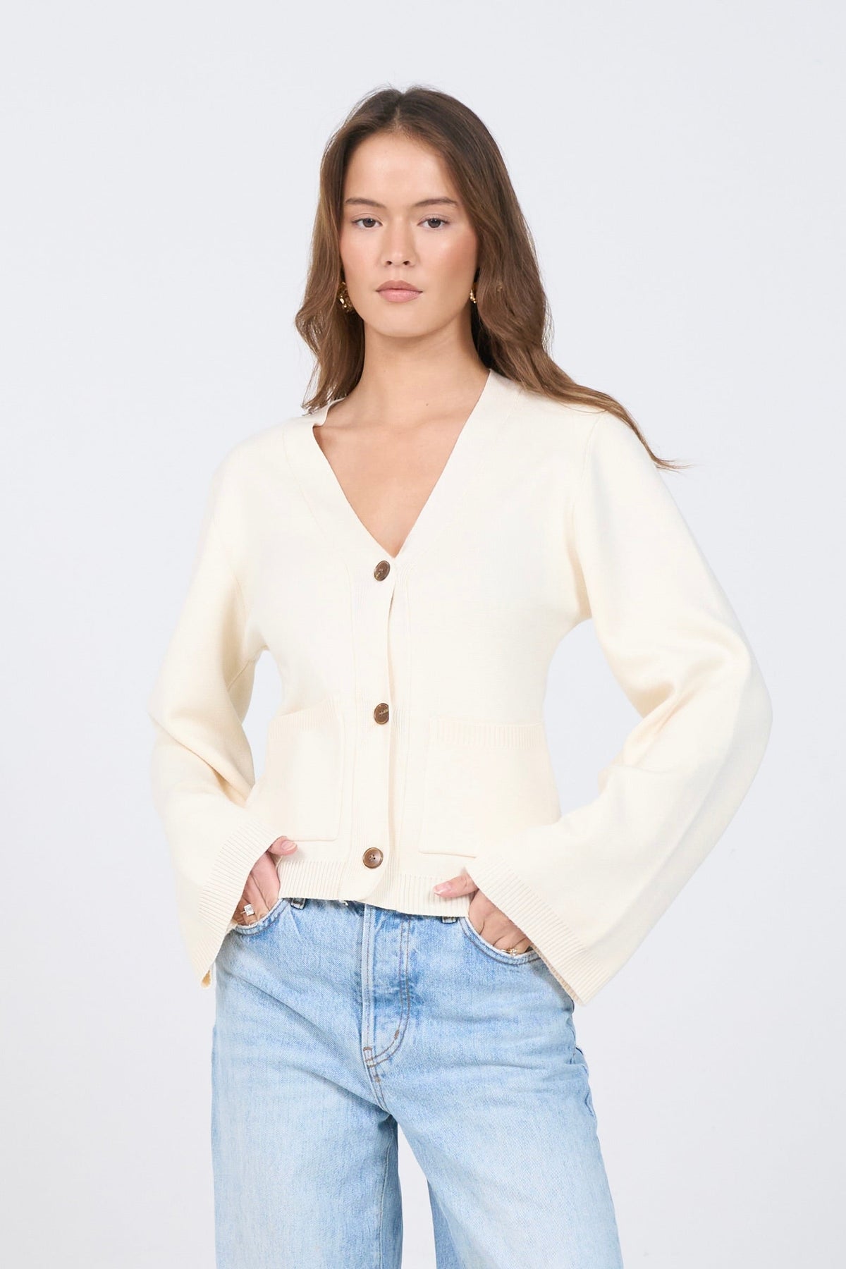 Buttoned Knit Cardigan