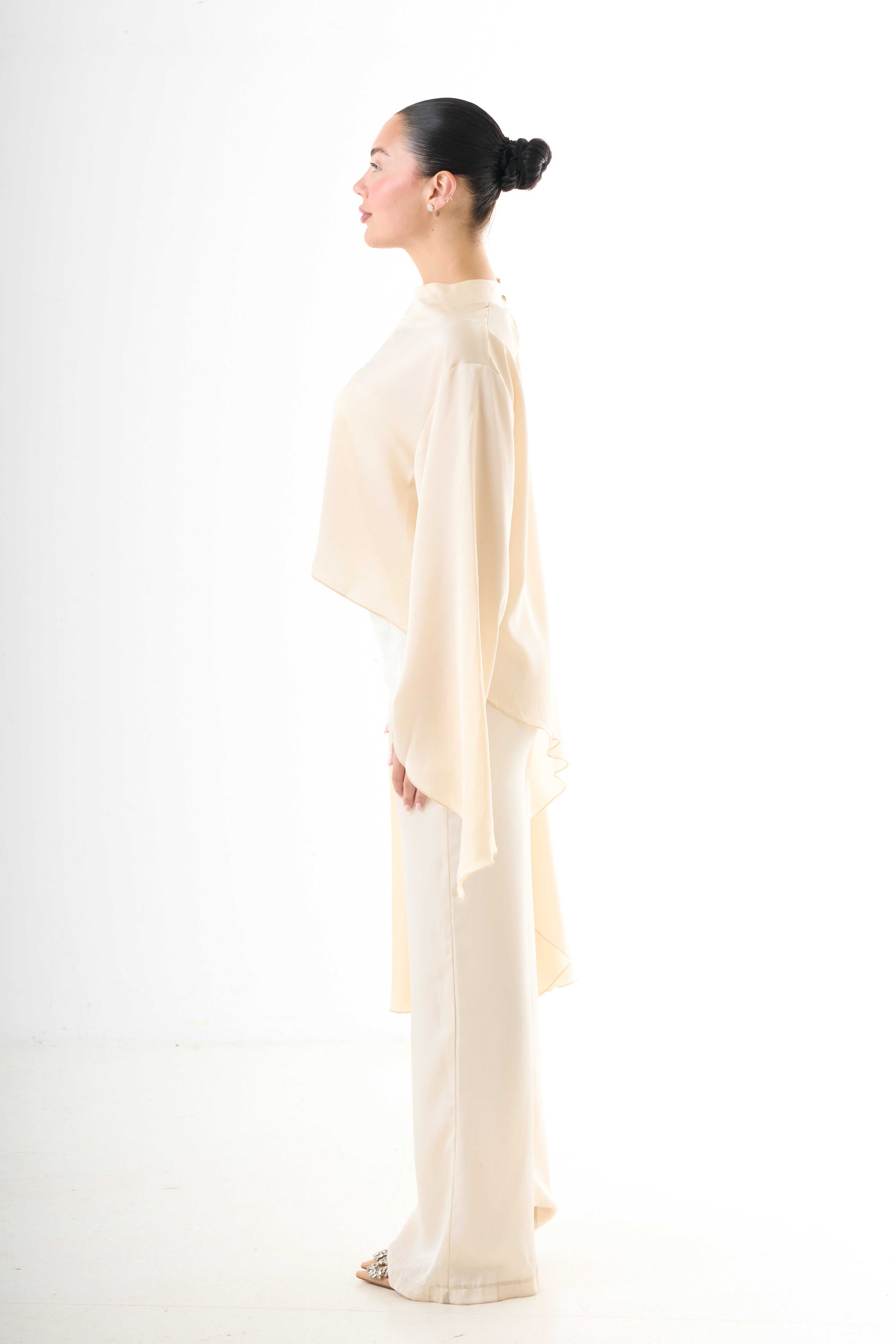 Asymmetric Drape Top - Beige