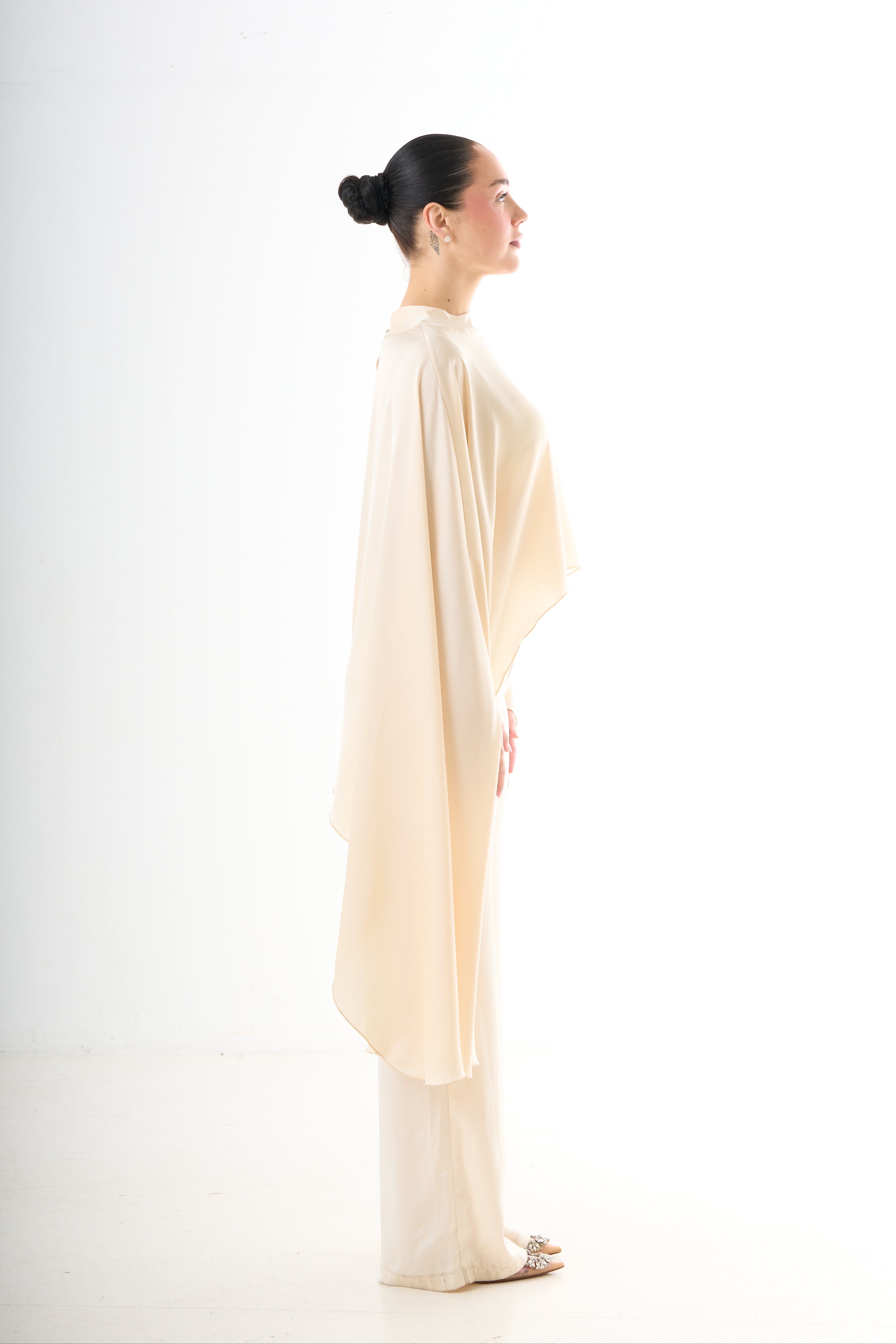 Asymmetric Drape Top - Beige