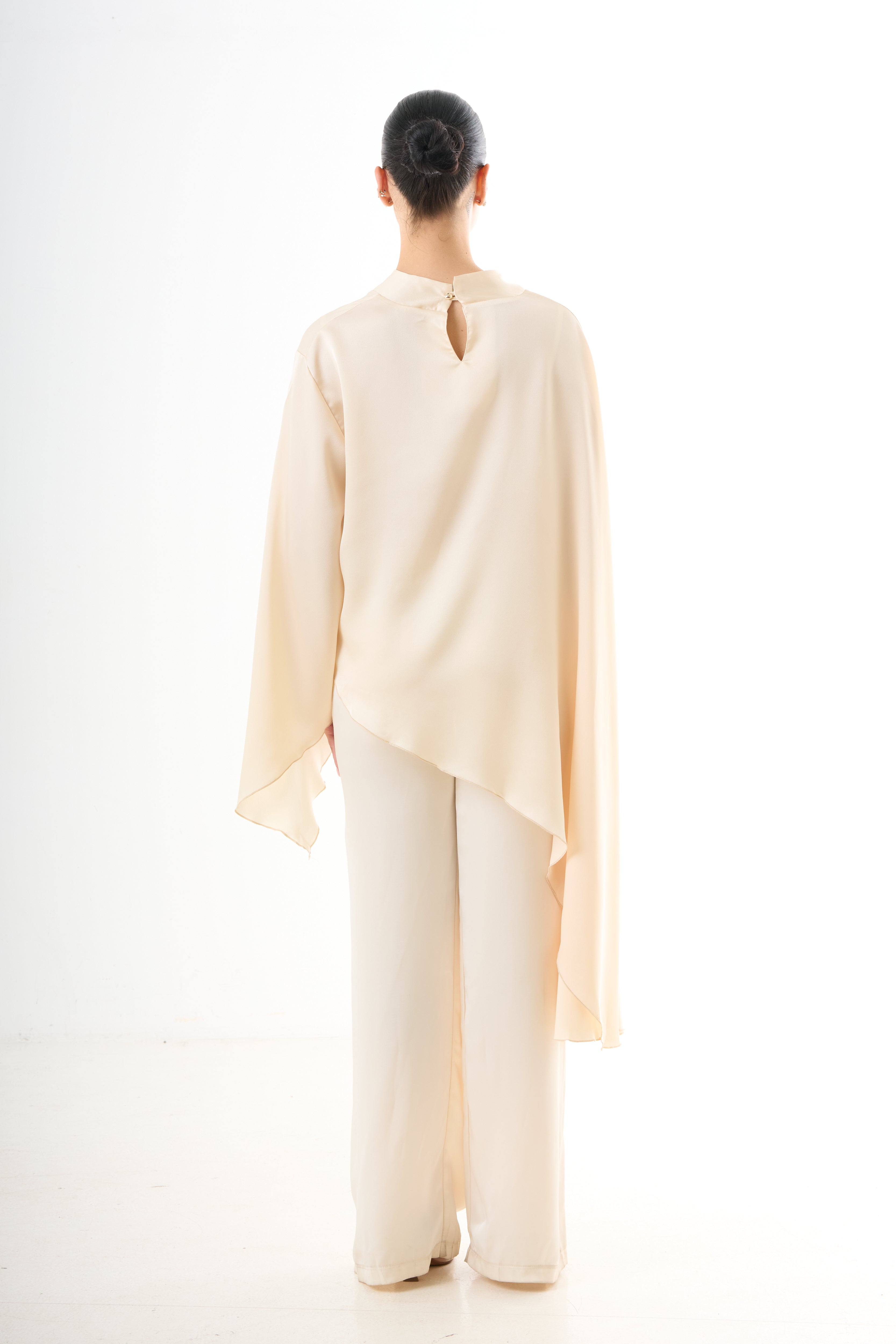 Asymmetric Drape Top - Beige