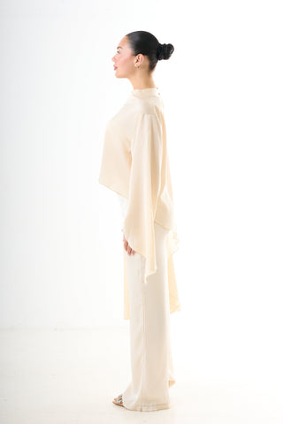 Asymmetric Drape Top - Beige