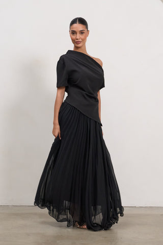 Asymmetrical Draped Top – Black