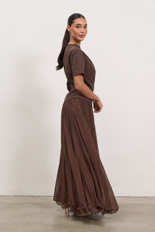 Asymmetrical Draped Top – Brown