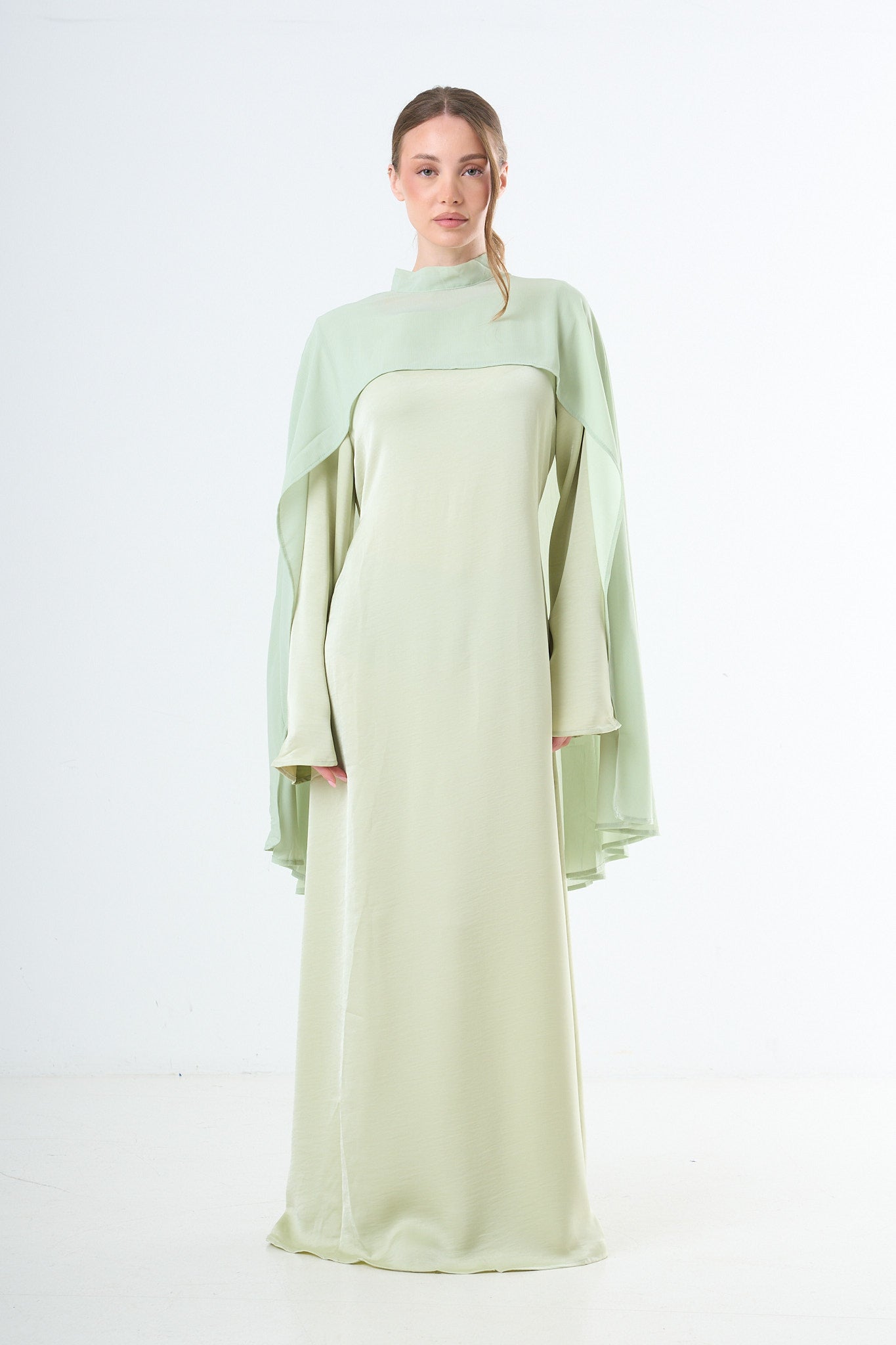 Aura Cape Dress - Light Green