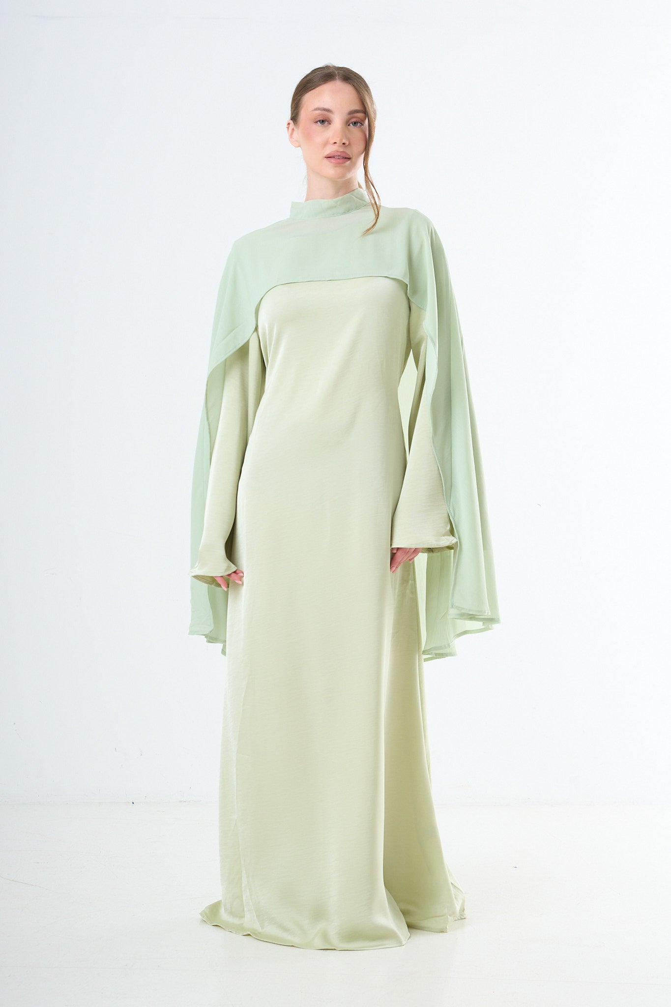 Aura Cape Dress - Light Green