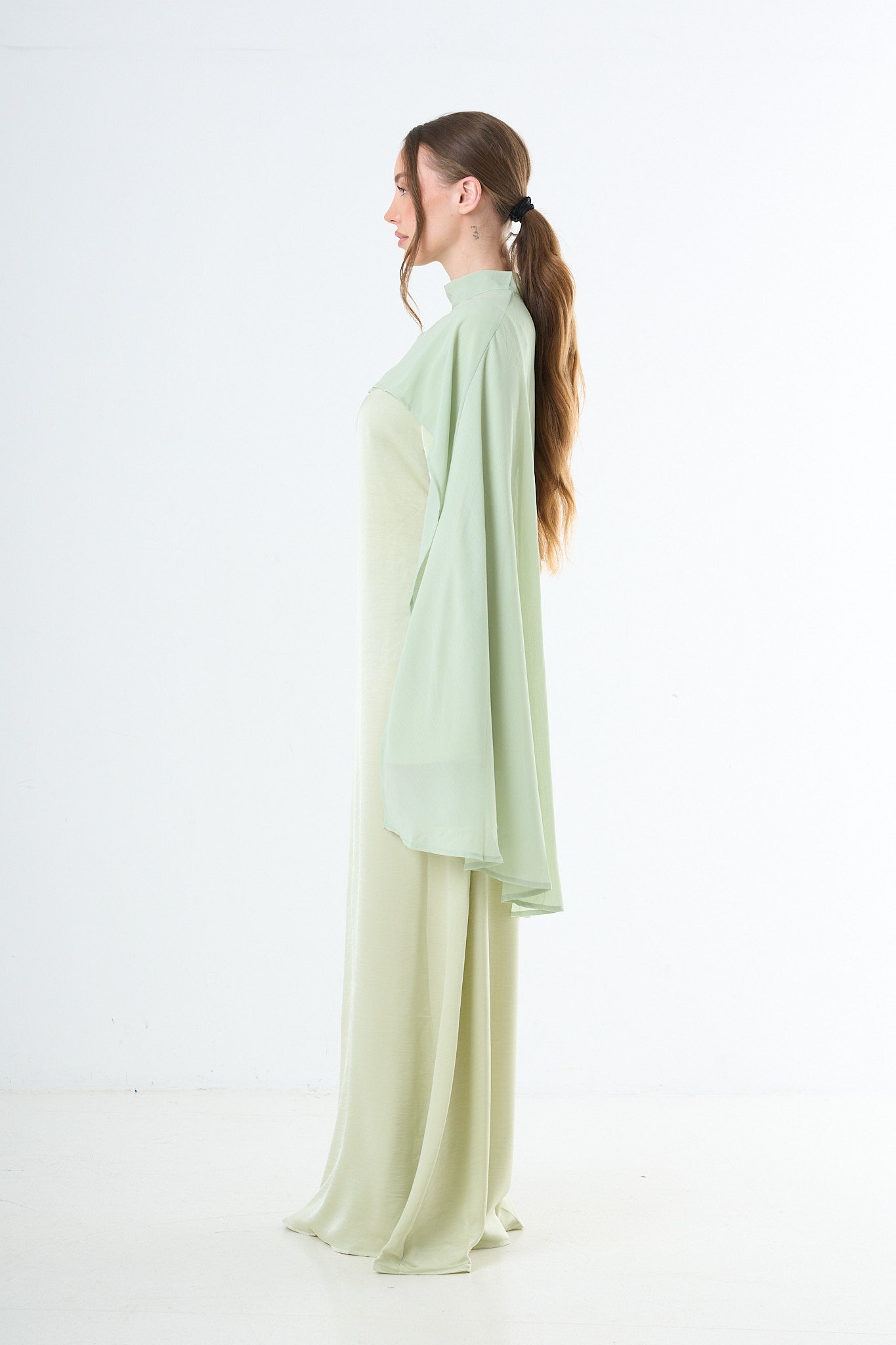 Aura Cape Dress - Light Green