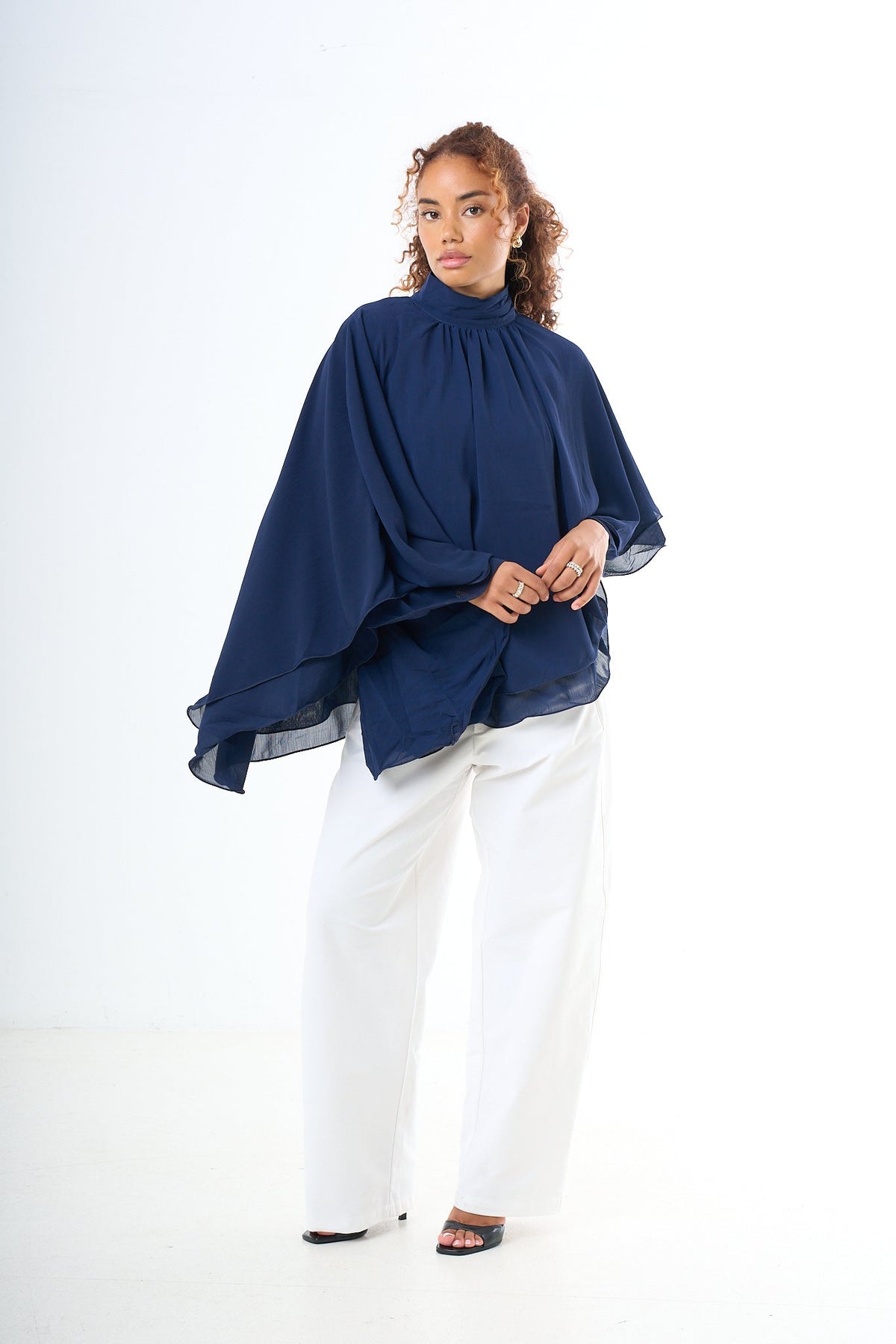 Blouse Poncho - Navy