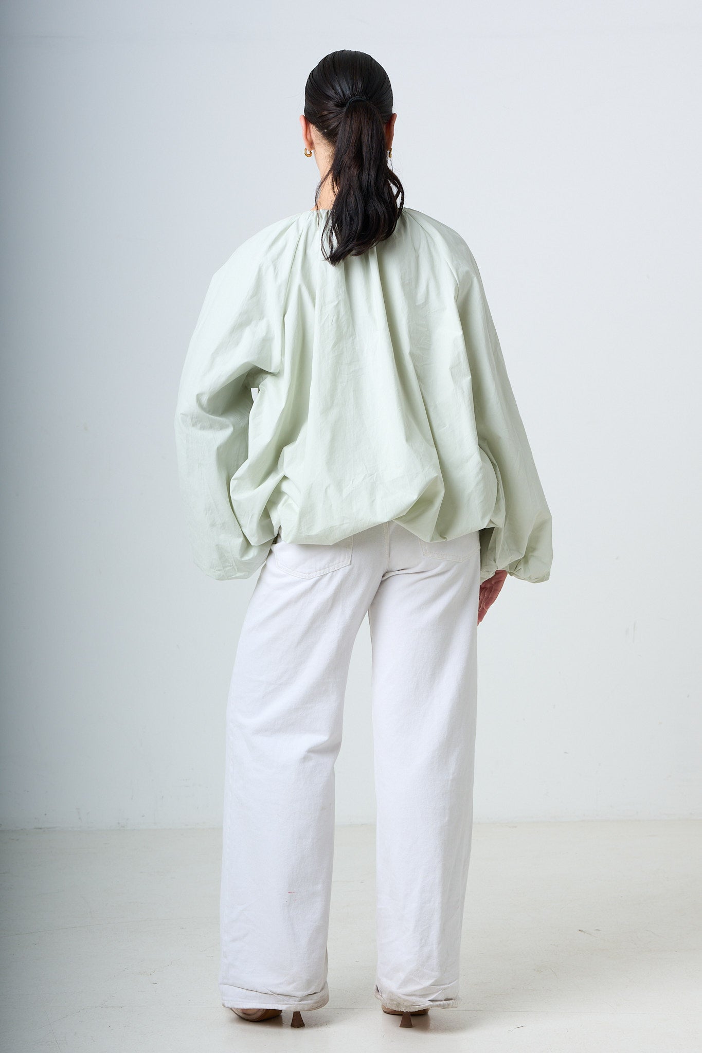 Blouse With Balloonsleeves - Emerald Green