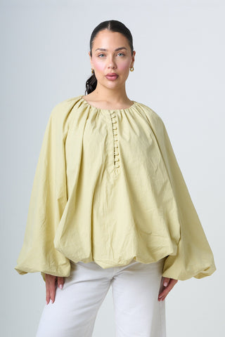 Blouse With Balloonsleeves - Light Green
