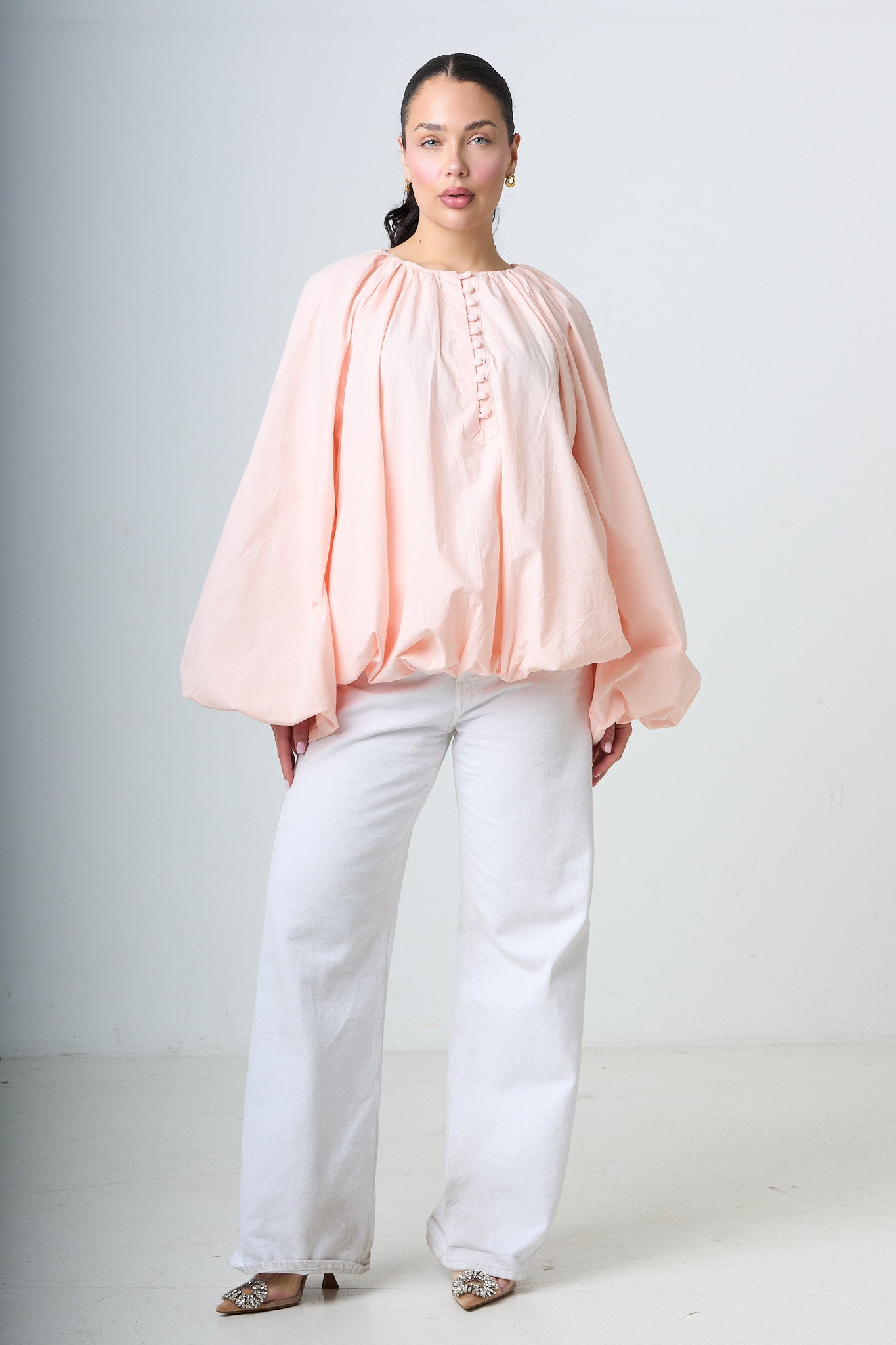 Blouse With Balloonsleeves - Light Pink