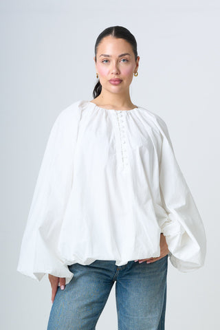 Blouse With Balloonsleeves - White