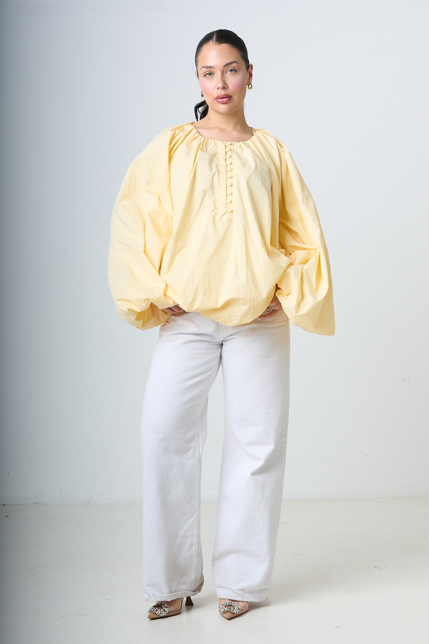 Blouse With Balloonsleeves - Yellow