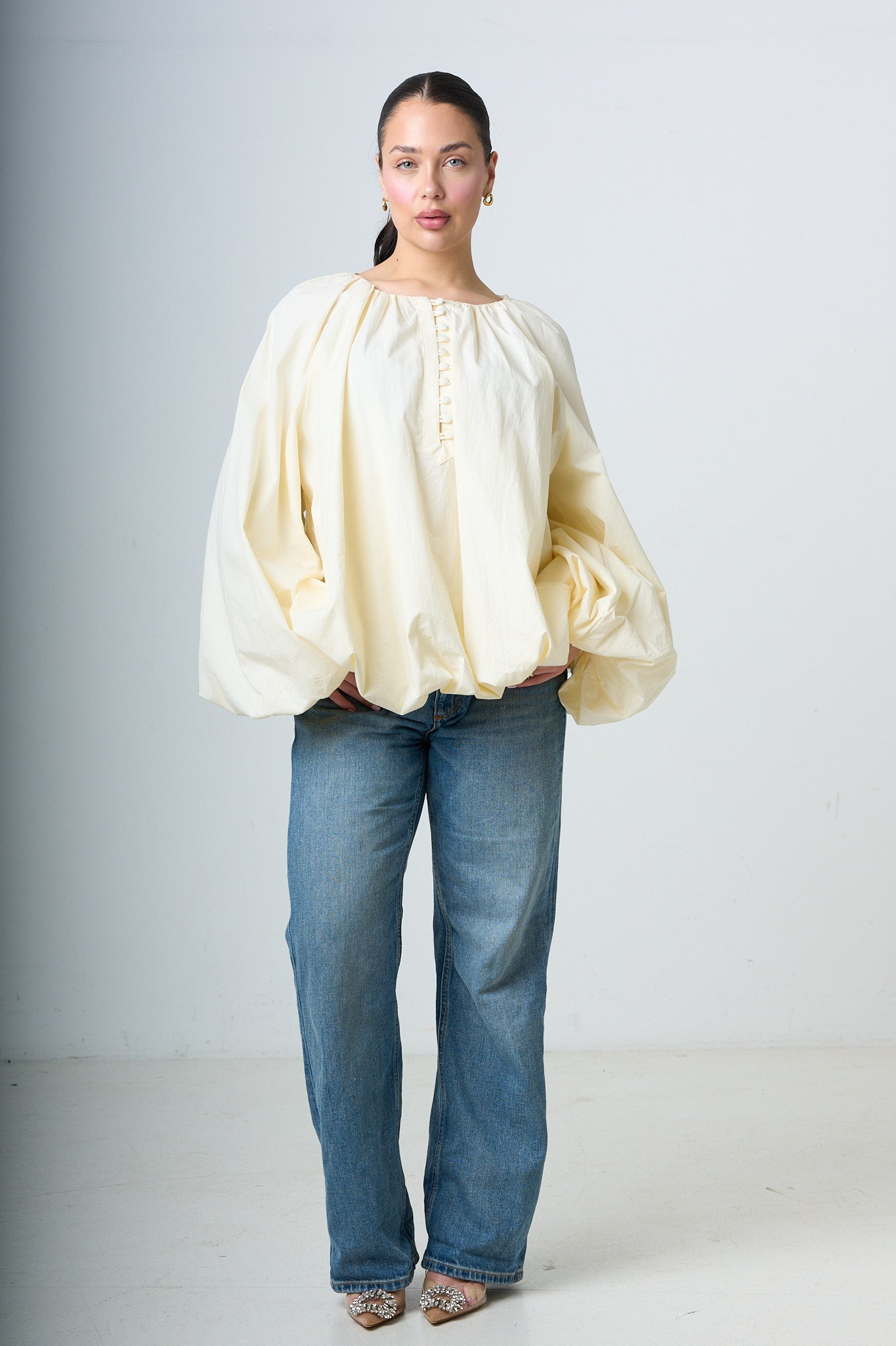 Blouse With Balloonsleeves - Butter Yellow