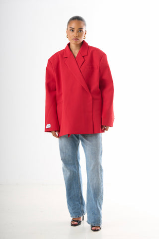 Boxy Oversized Blazer - Red