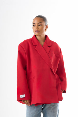 Boxy Oversized Blazer - Red