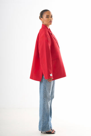 Boxy Oversized Blazer - Red