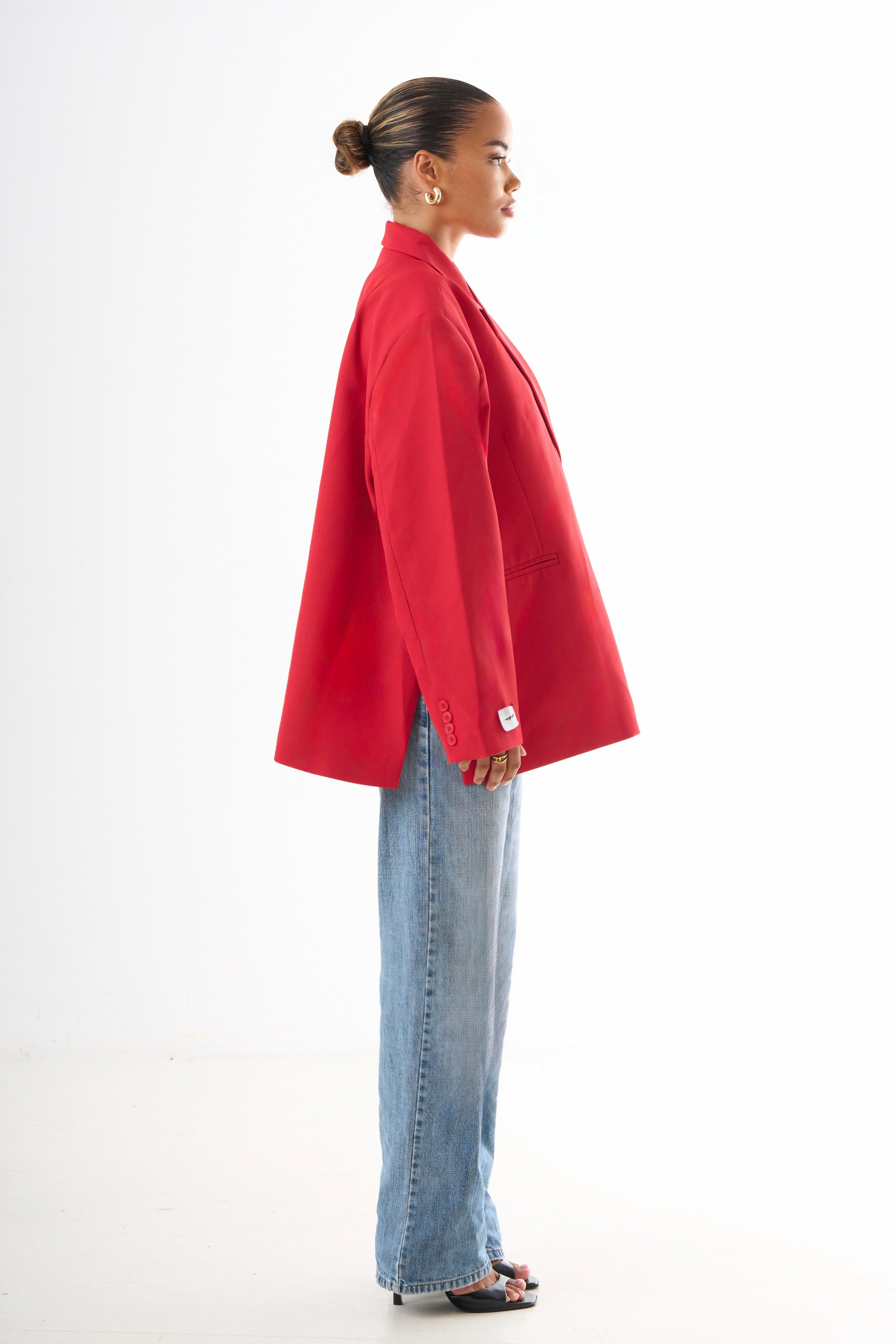 Boxy Oversized Blazer - Red