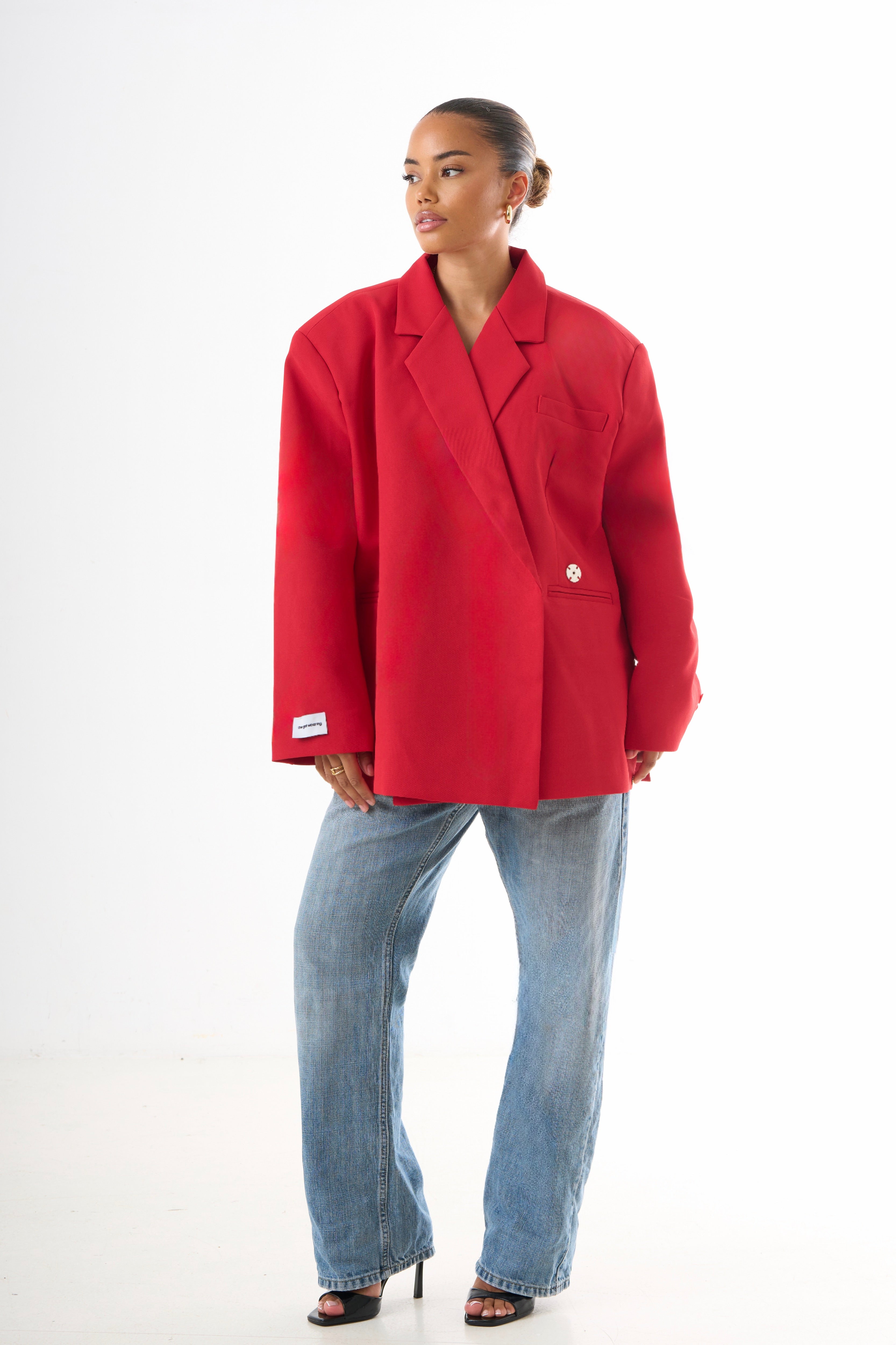 Boxy Oversized Blazer - Red