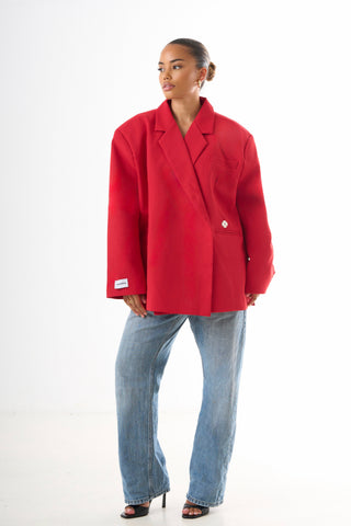 Boxy Oversized Blazer - Red