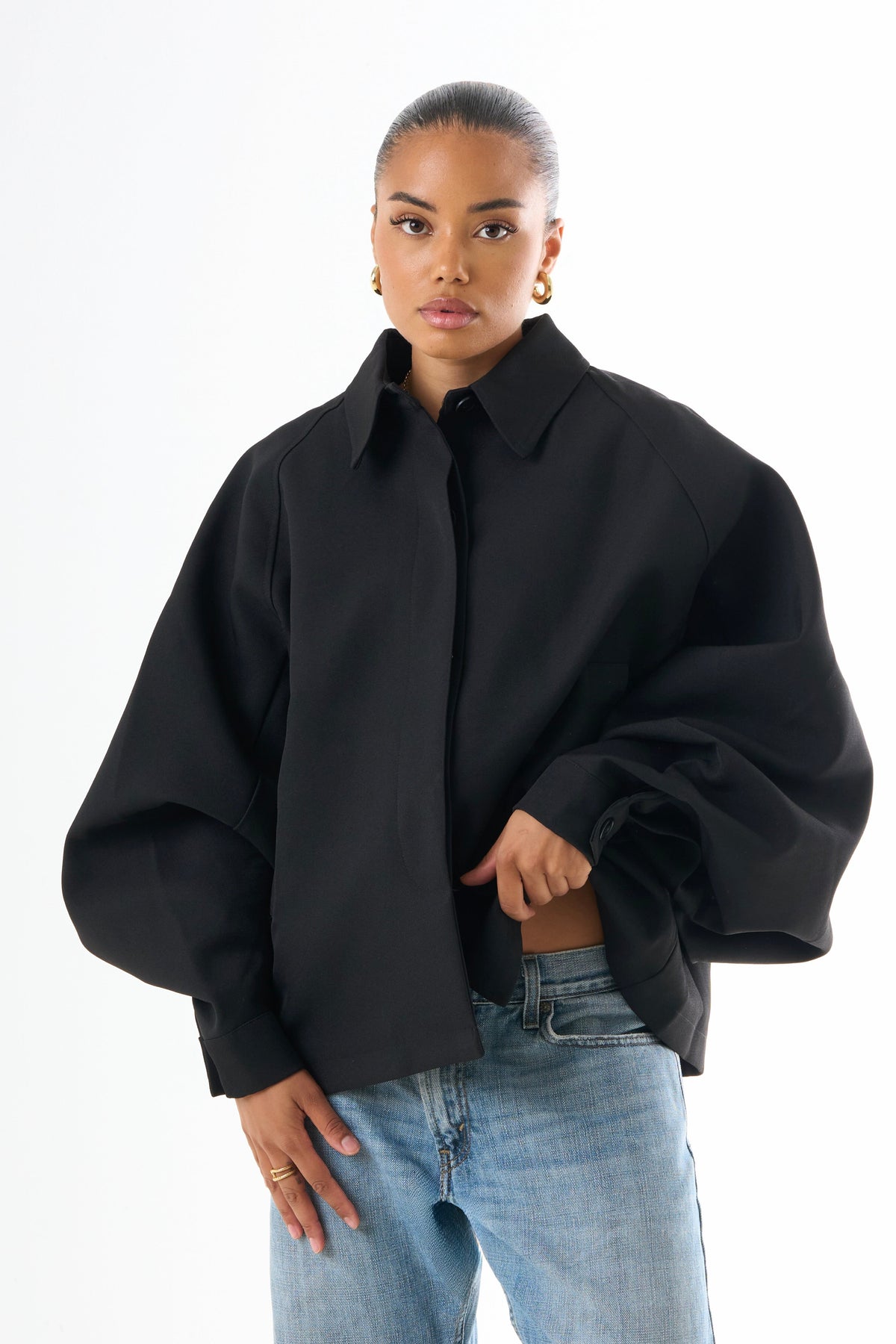 Cape Oversized Jacket - Black
