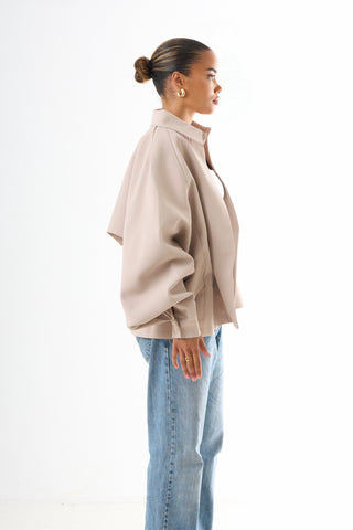 Cape Oversized Jacket - Dark Beige