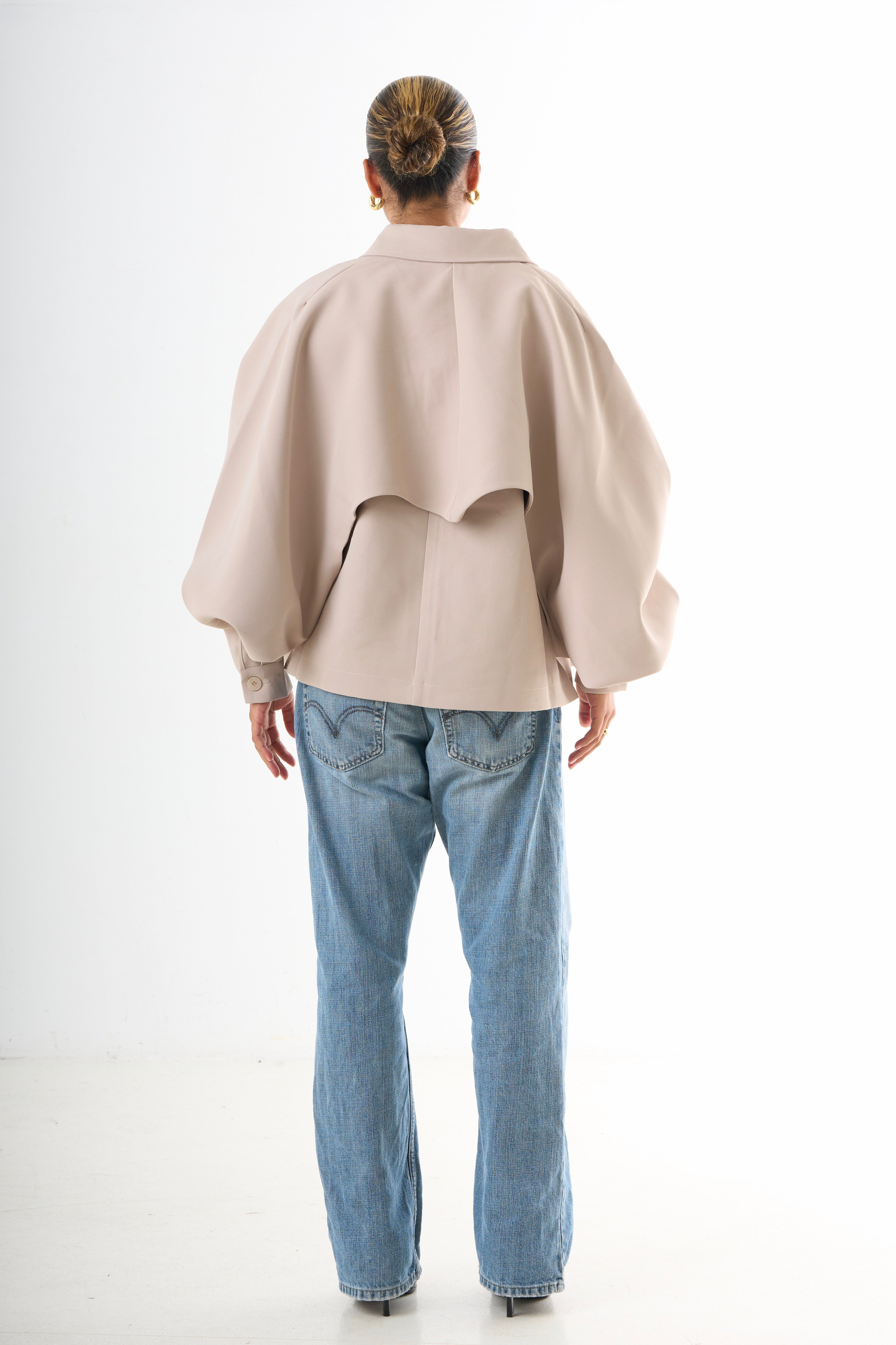 Cape Oversized Jacket - Dark Beige