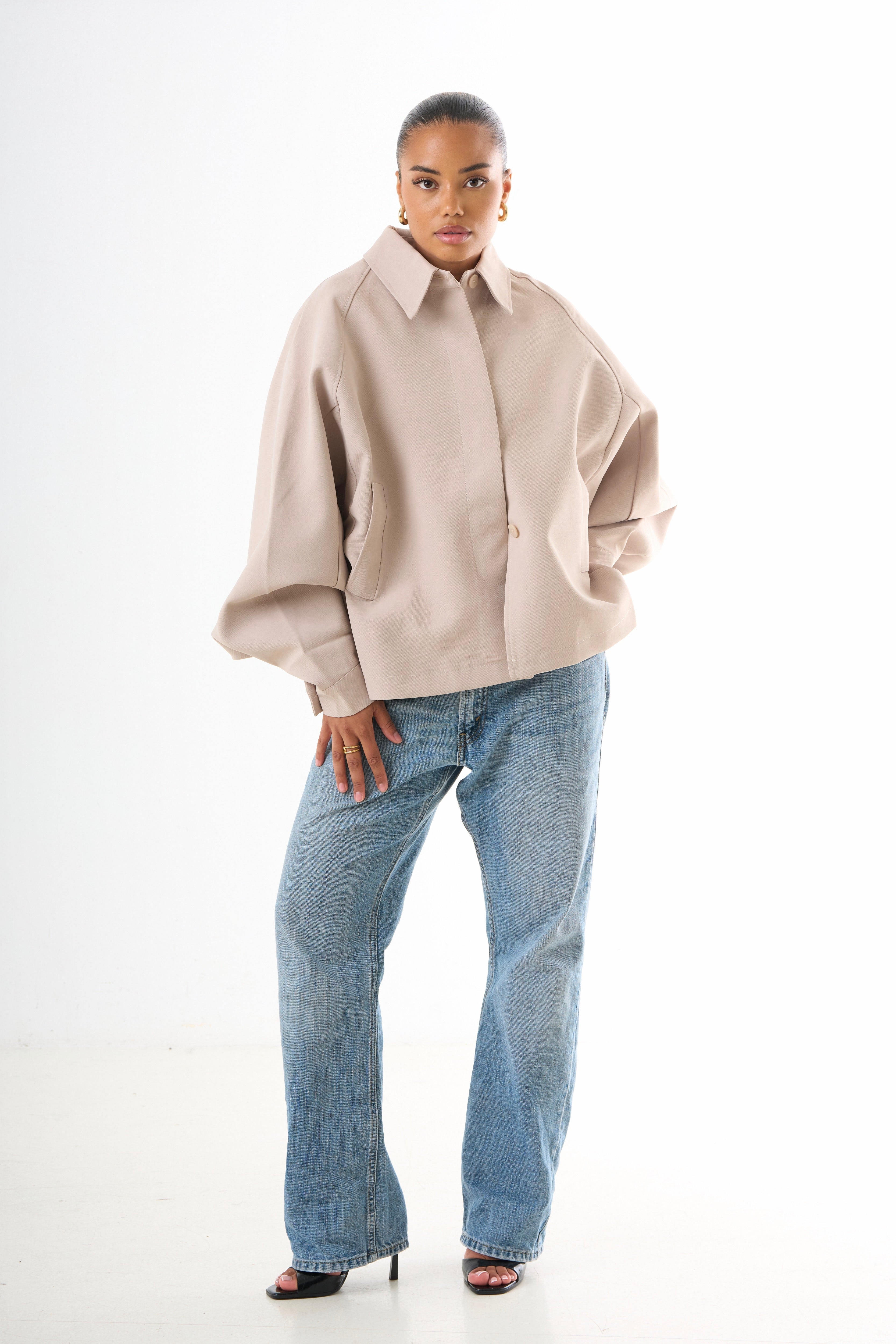 Cape Oversized Jacket - Dark Beige