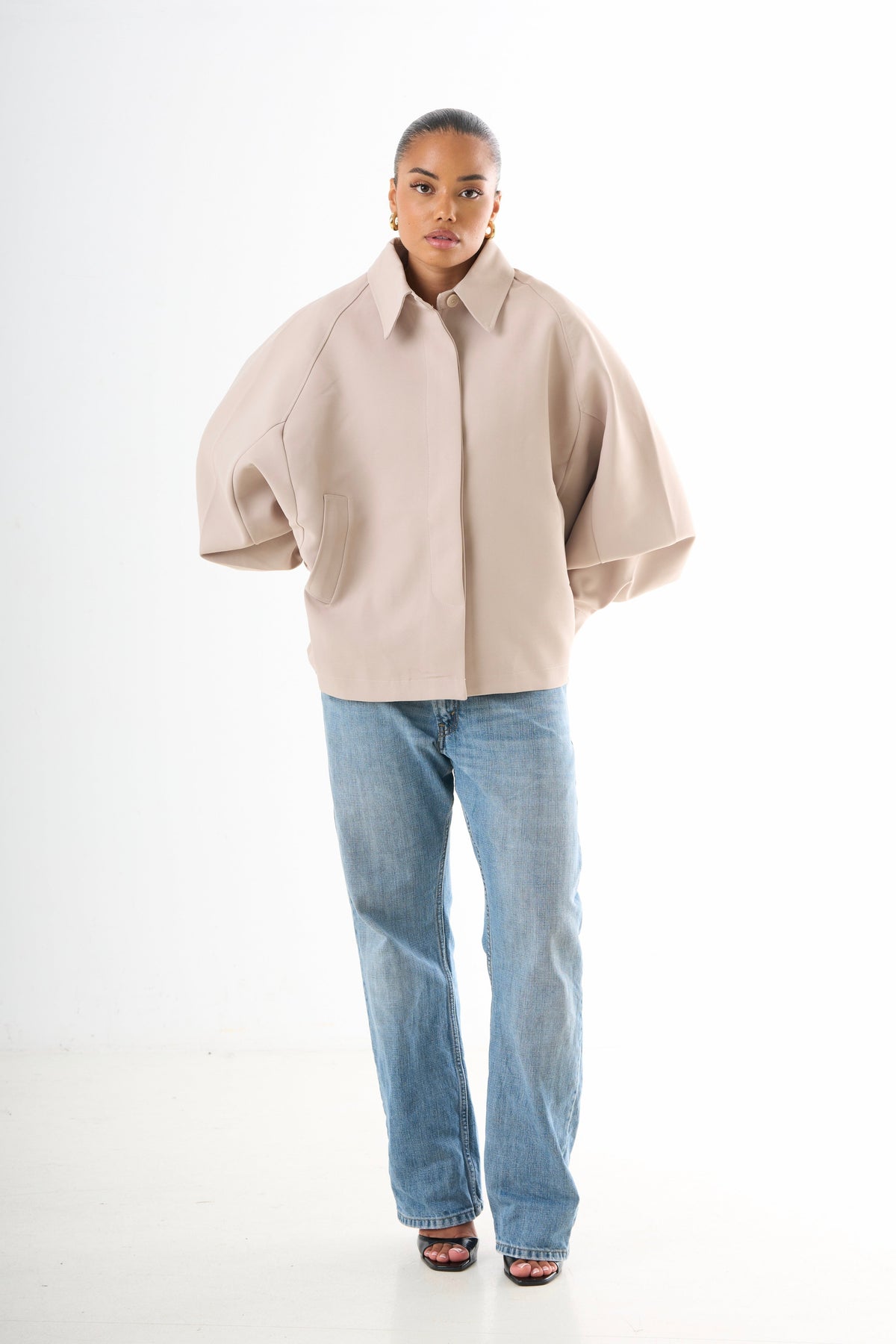 Cape Oversized Jacket - Dark Beige