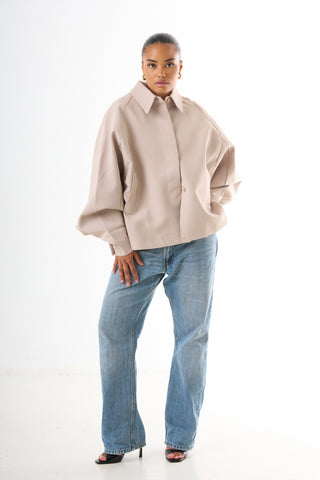 Cape Oversized Jacket - Dark Beige