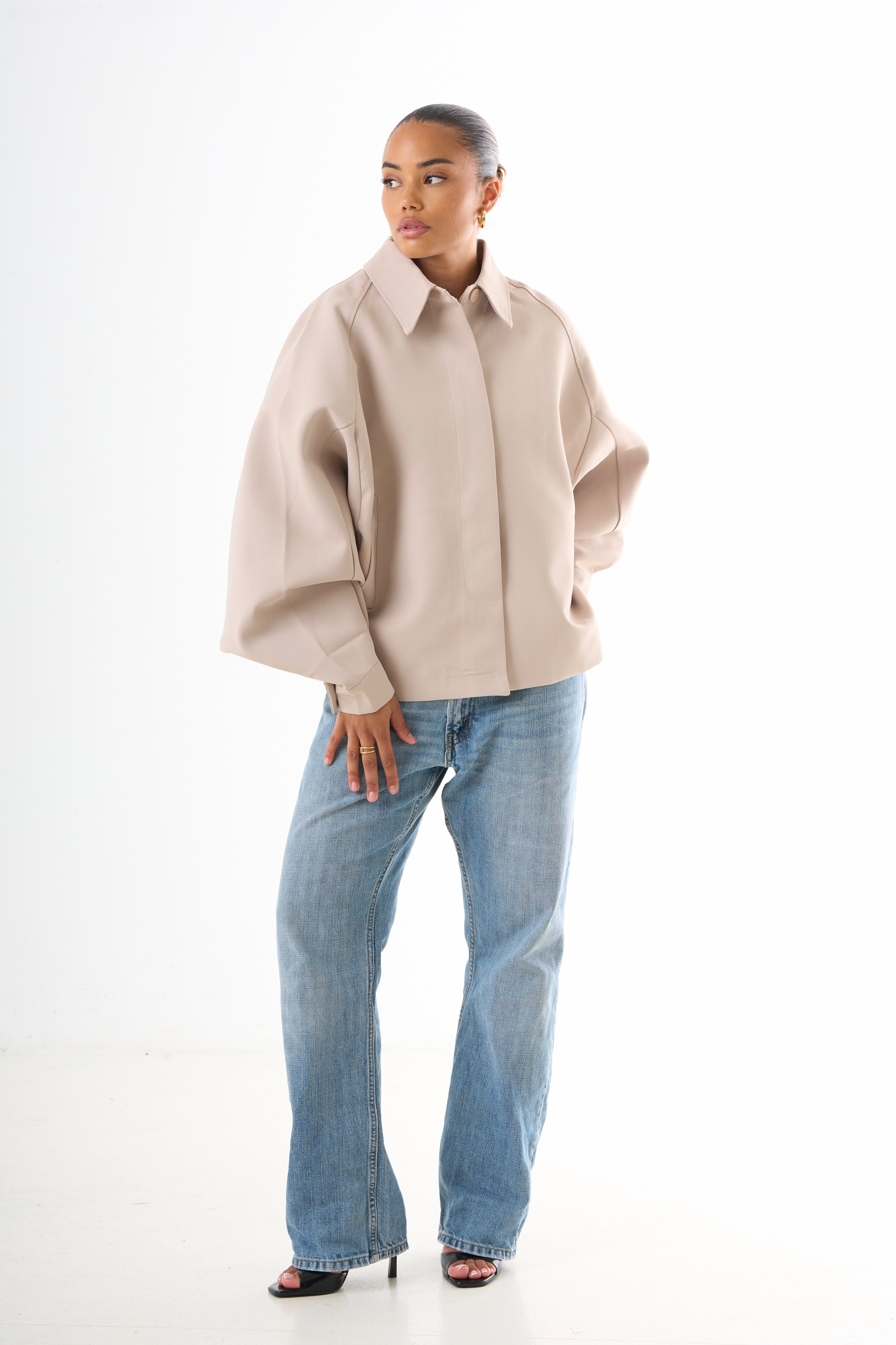 Cape Oversized Jacket - Dark Beige