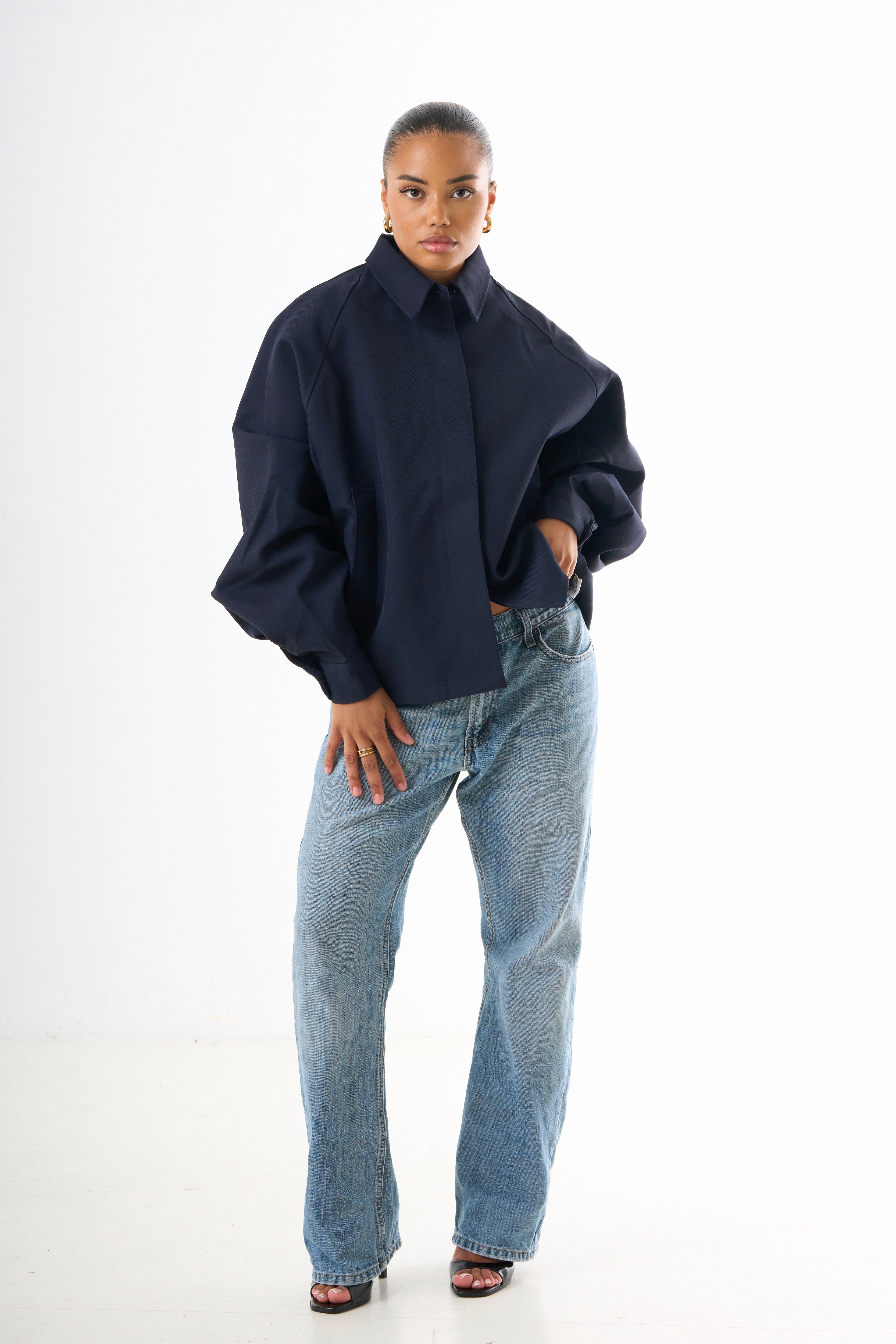 Cape Oversized Jacket - Navy