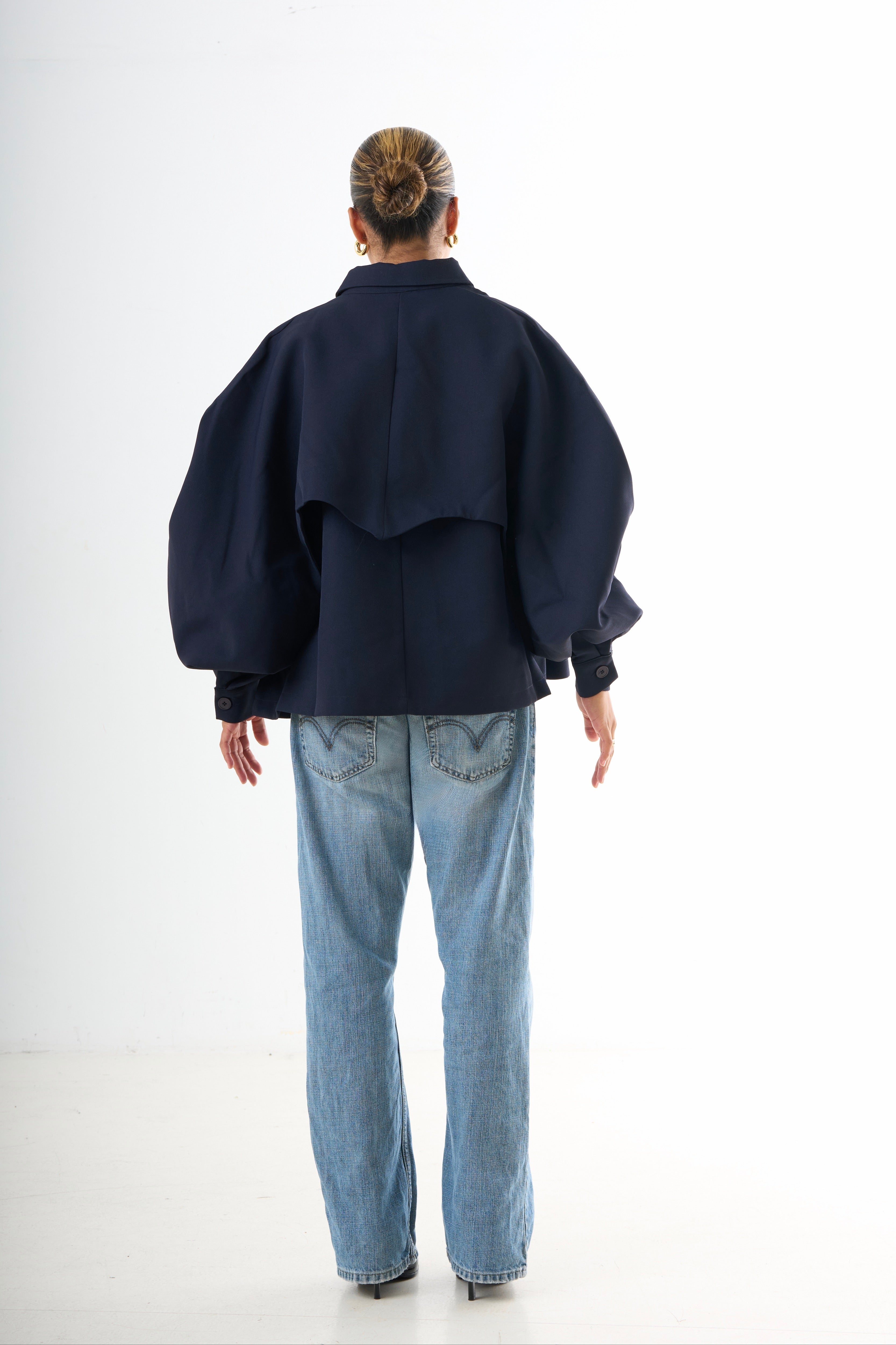 Cape Oversized Jacket - Navy