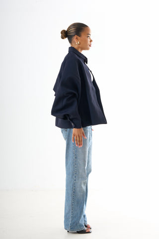 Cape Oversized Jacket - Navy