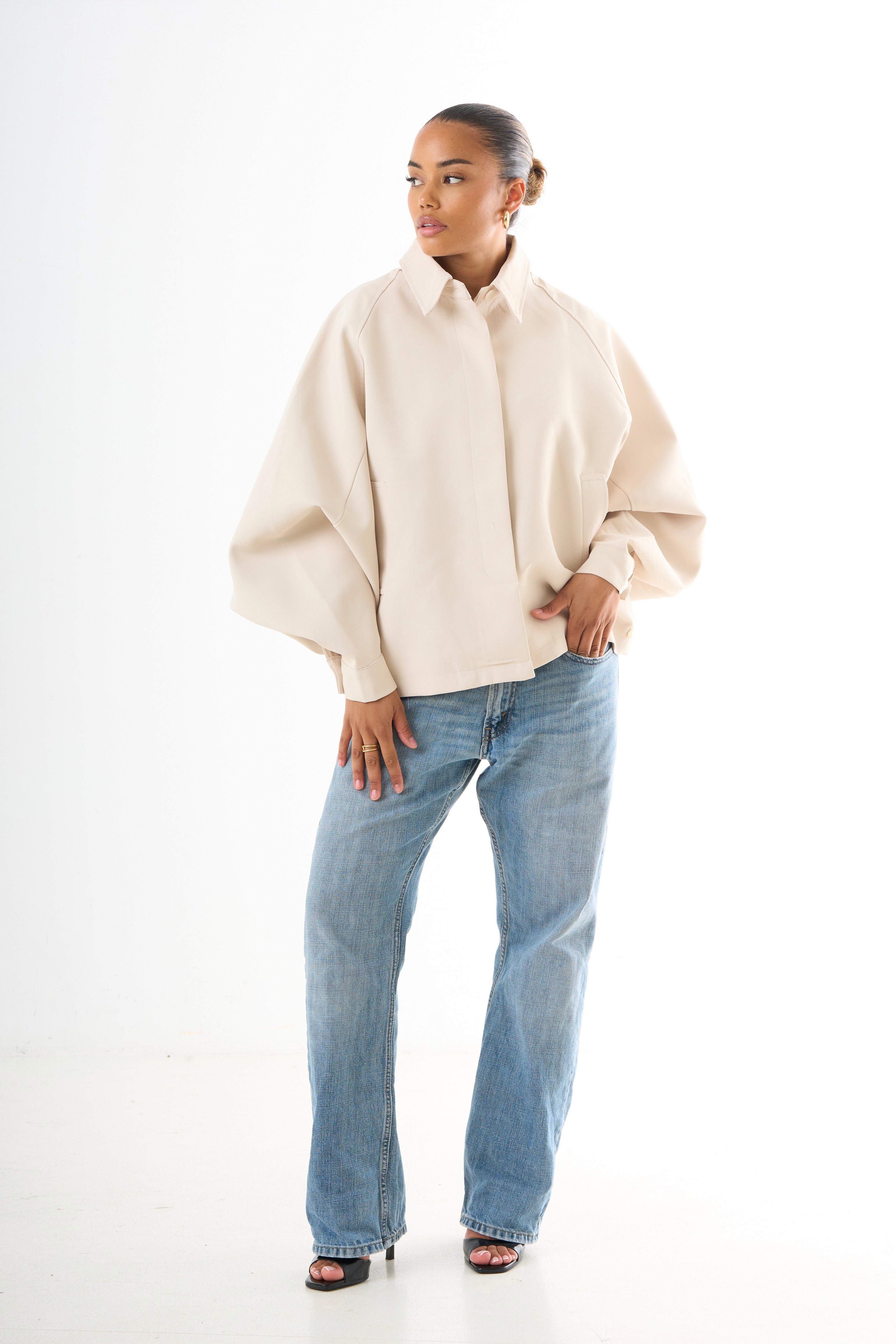 Cape Oversized Jacket - Light Beige