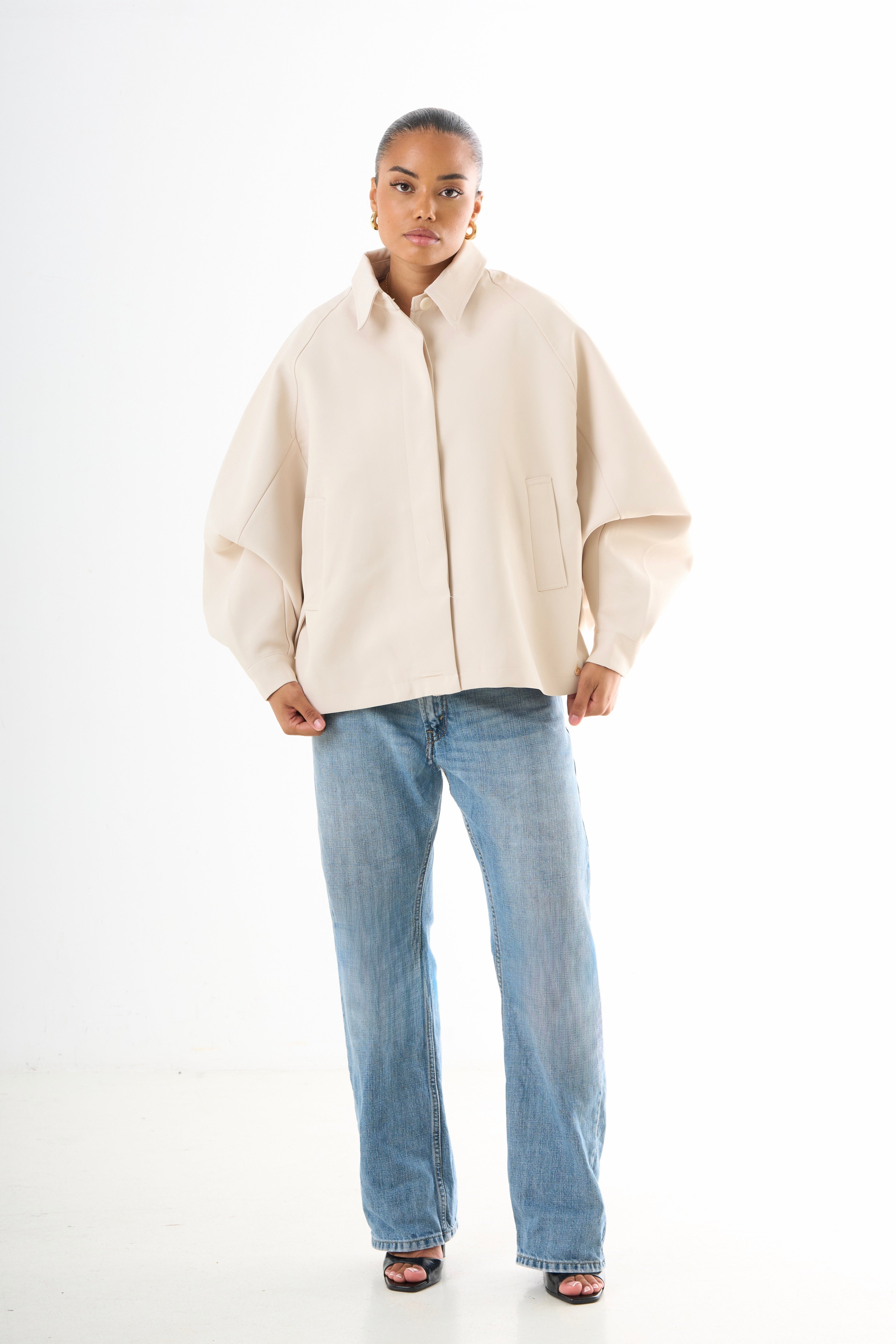 Cape Oversized Jacket - Light Beige