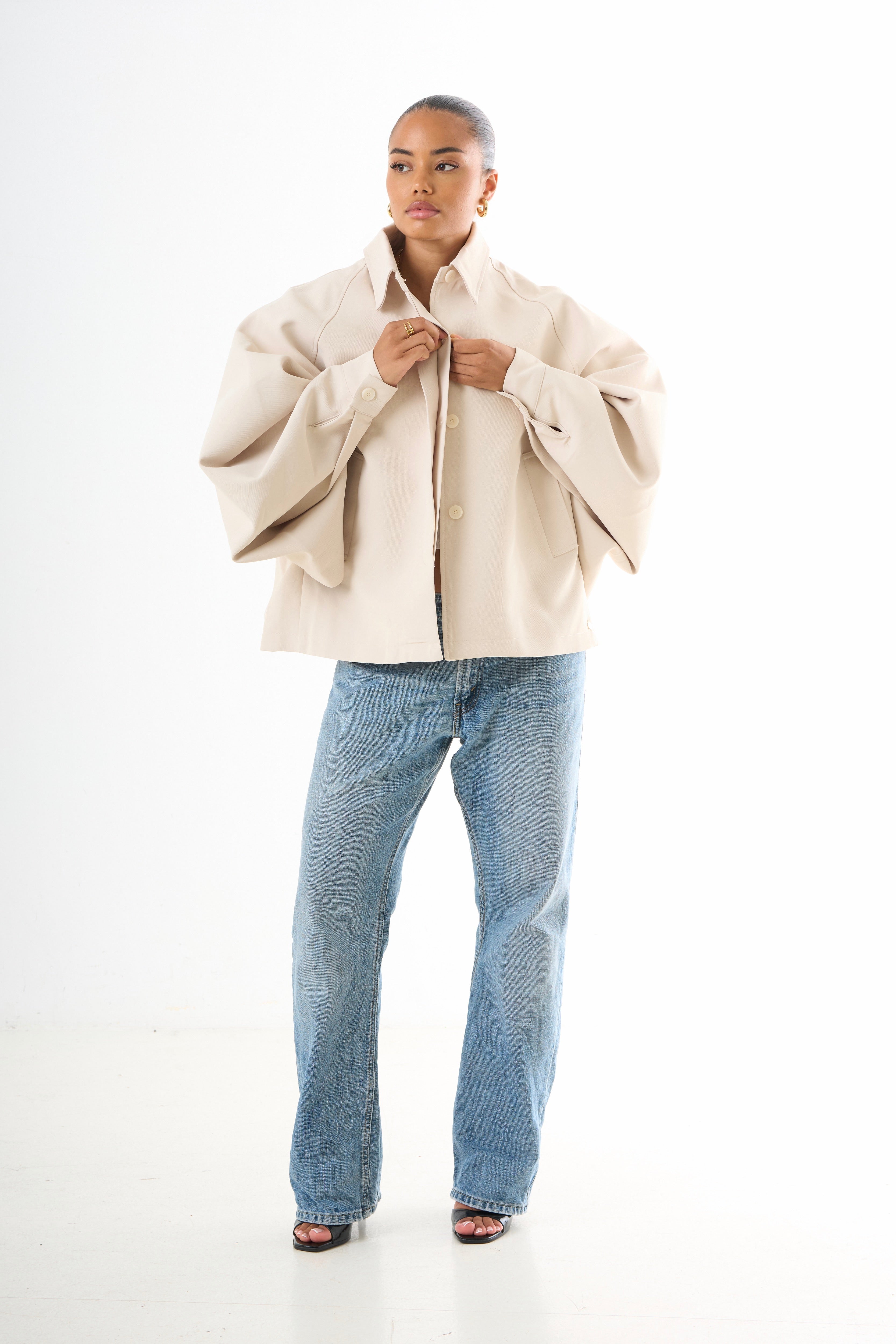 Cape Oversized Jacket - Light Beige