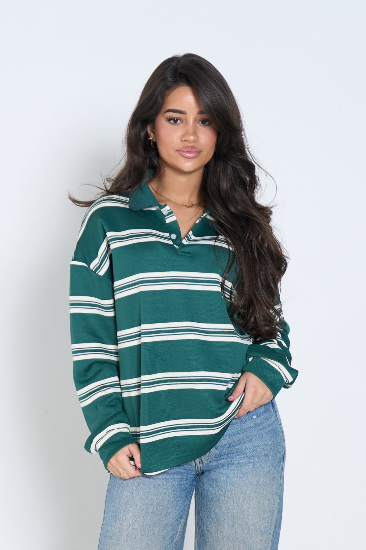 Striped Polo Longsleeve - Green