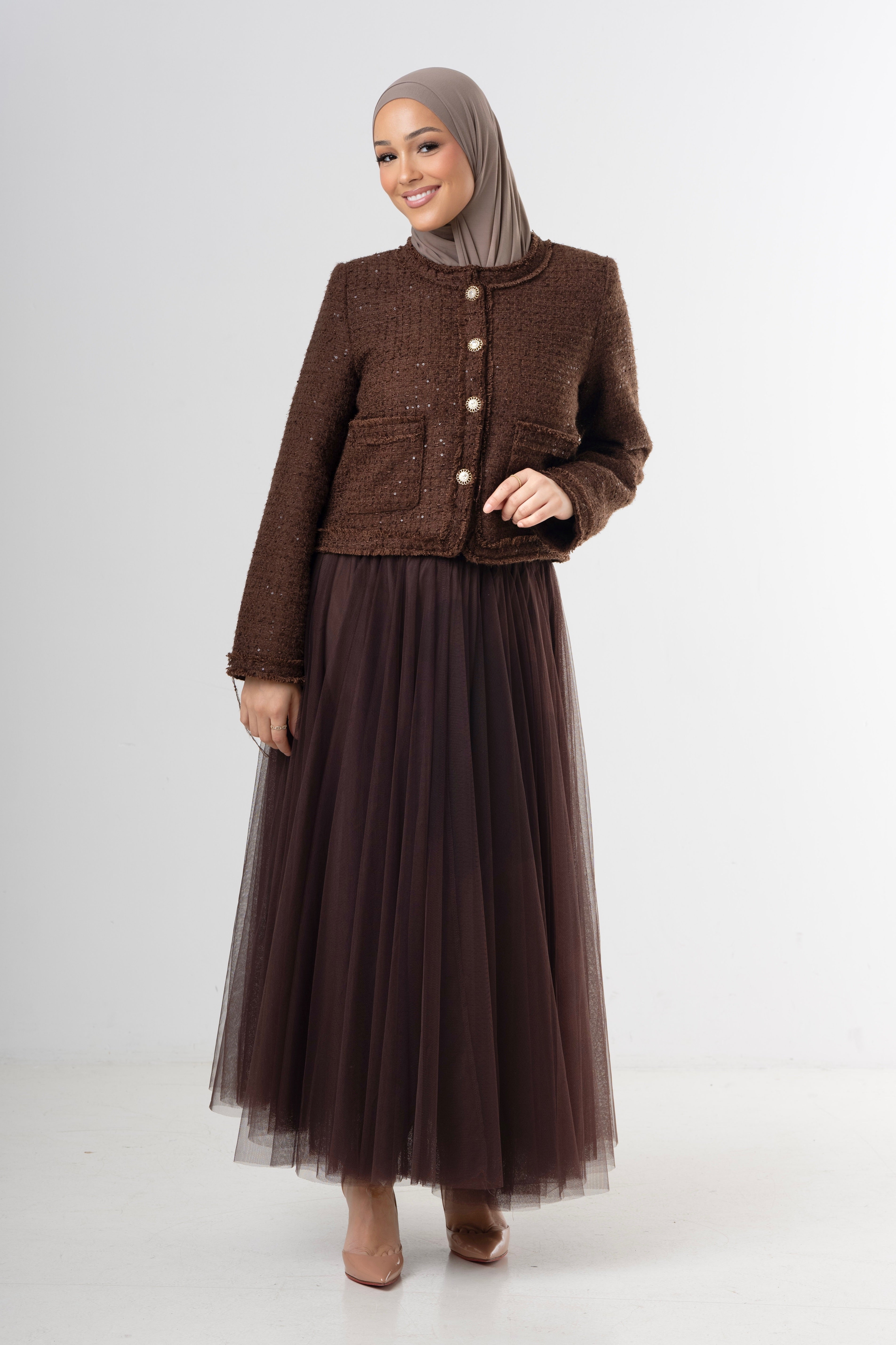 Classic Tweed Jacket - Brown