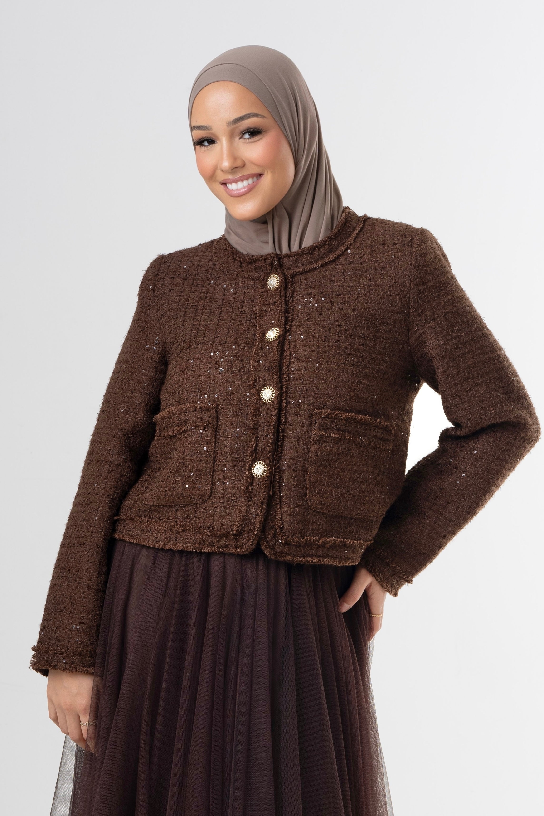 Classic Tweed Jacket - Brown
