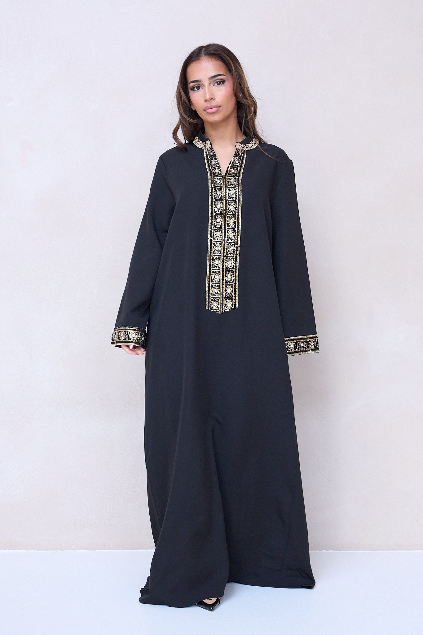 Classic Embroidered Abaya - Black