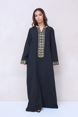 Classic Embroidered Abaya - Black
