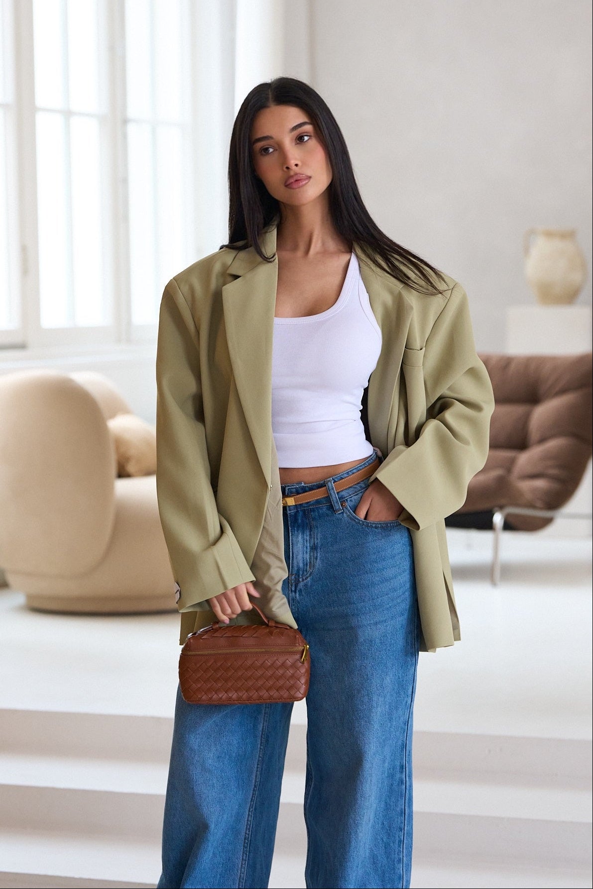 Dad Oversized Blazer - Matcha