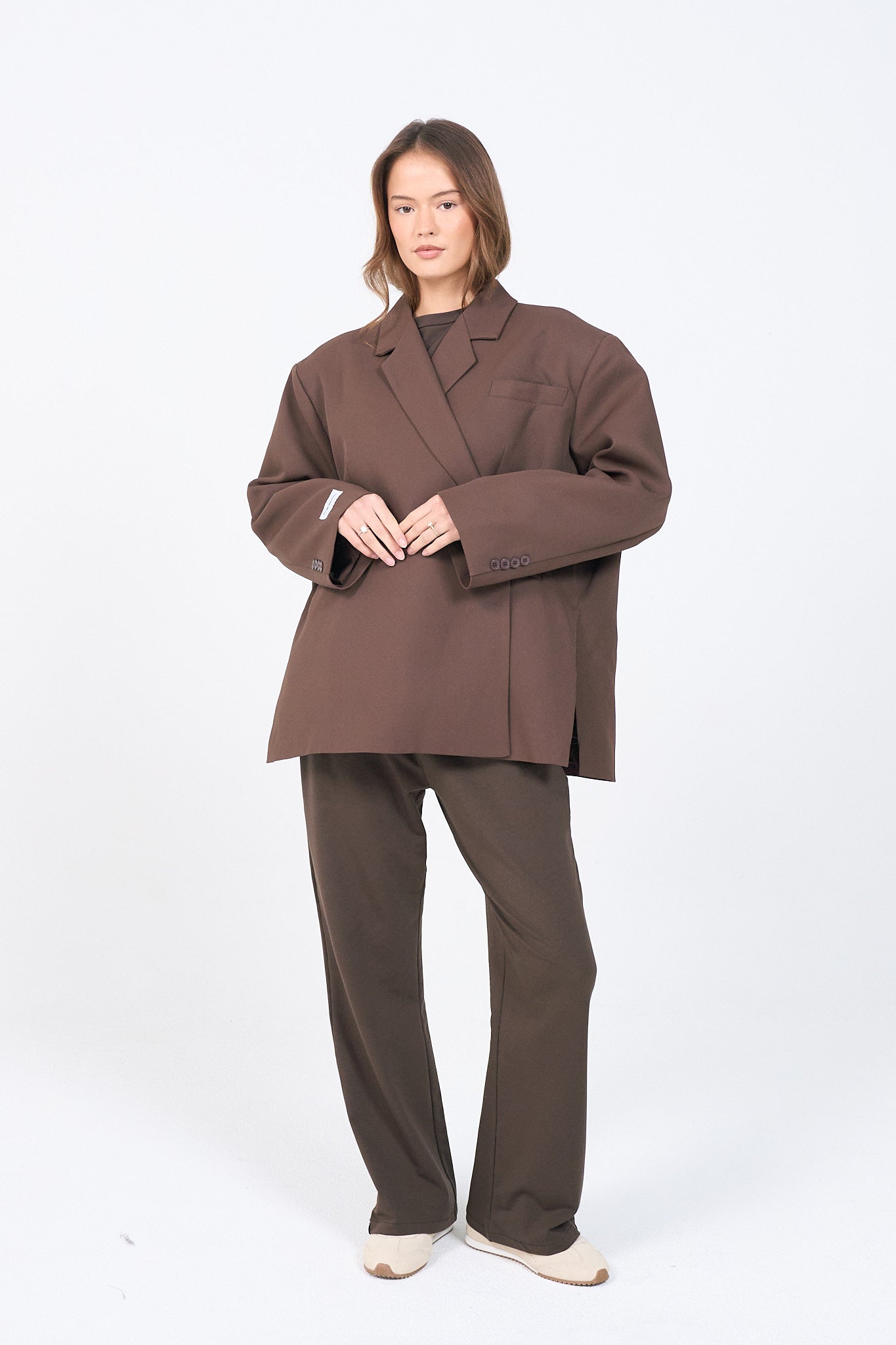 Boxy Oversized Blazer - Brown