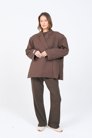 Boxy Oversized Blazer - Brown