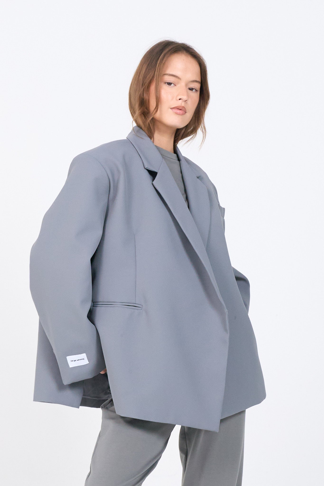 Boxy Oversized Blazer - Grey