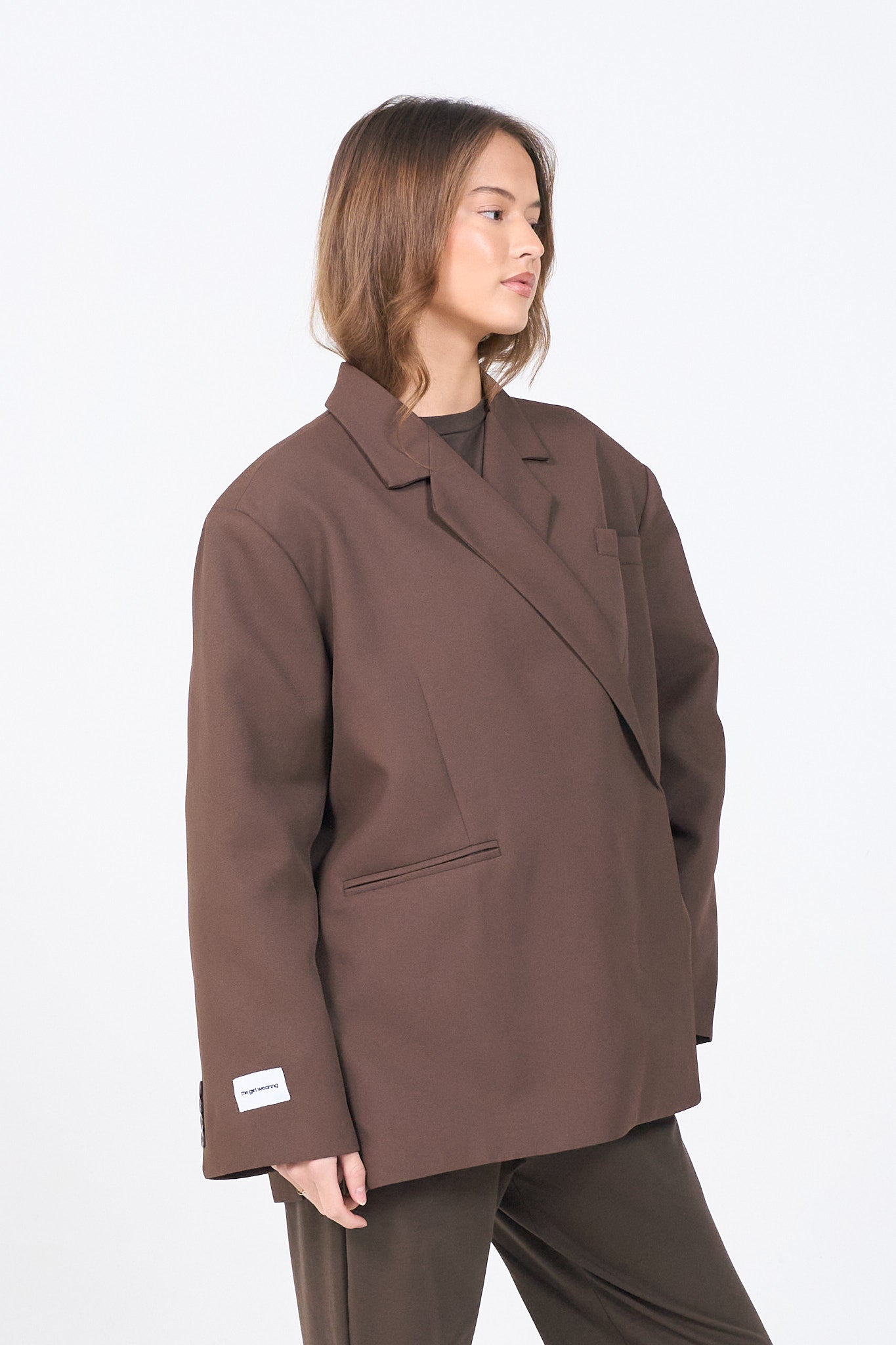 Boxy Oversized Blazer - Brown