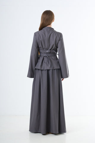 Double Button Two-Piece Set - Grey