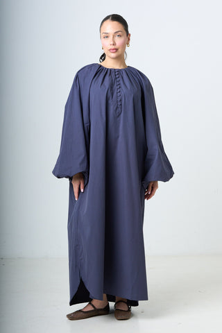 Dress With Balloonsleeves - Blue
