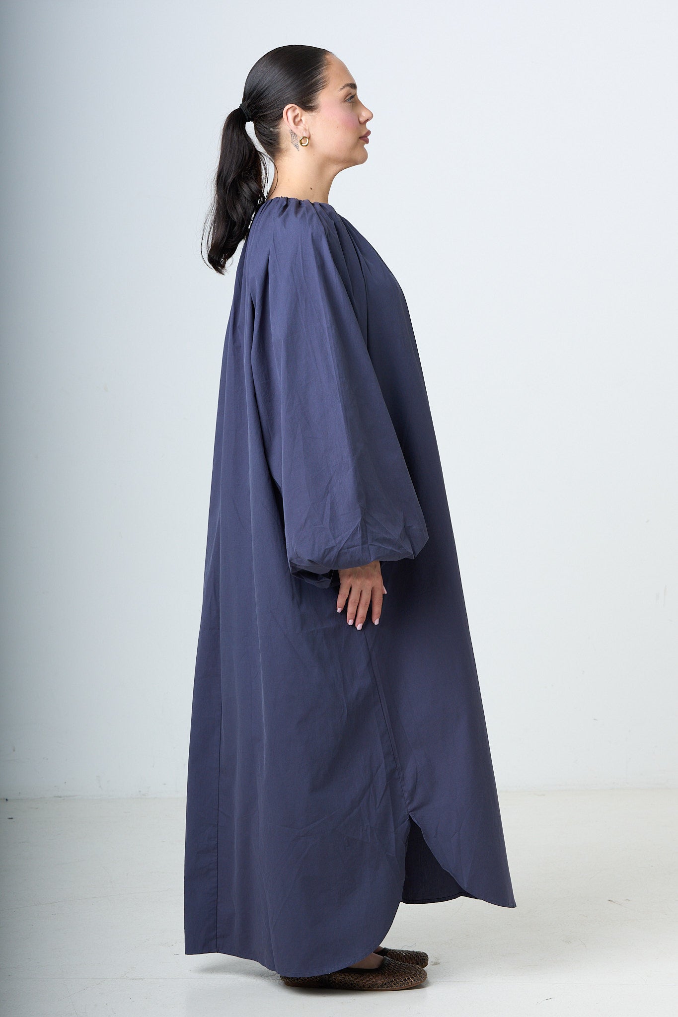 Dress With Balloonsleeves - Blue