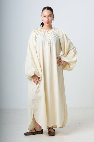 Dress With Balloonsleeves - Cream